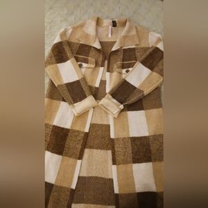 Women's Checkered Brown and Tan Jacket